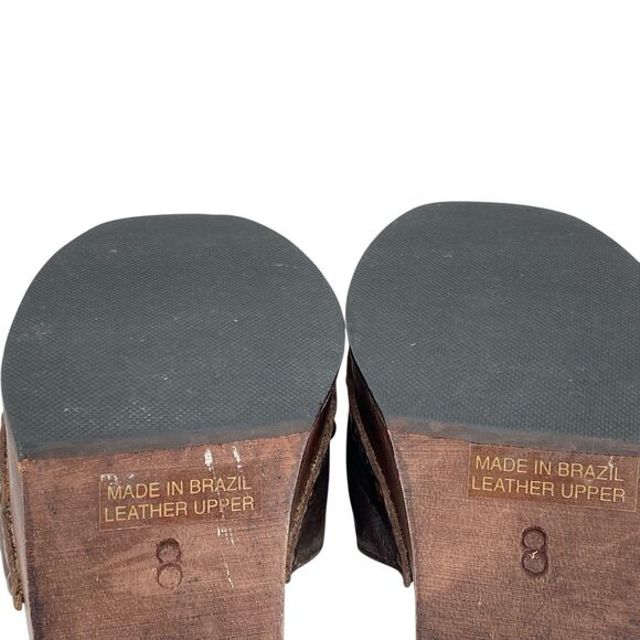 1990s Y2K Wood Soled Bongo Platform Brown Sandals Women’s Size 8 (HF16) - Picture 11 of 11